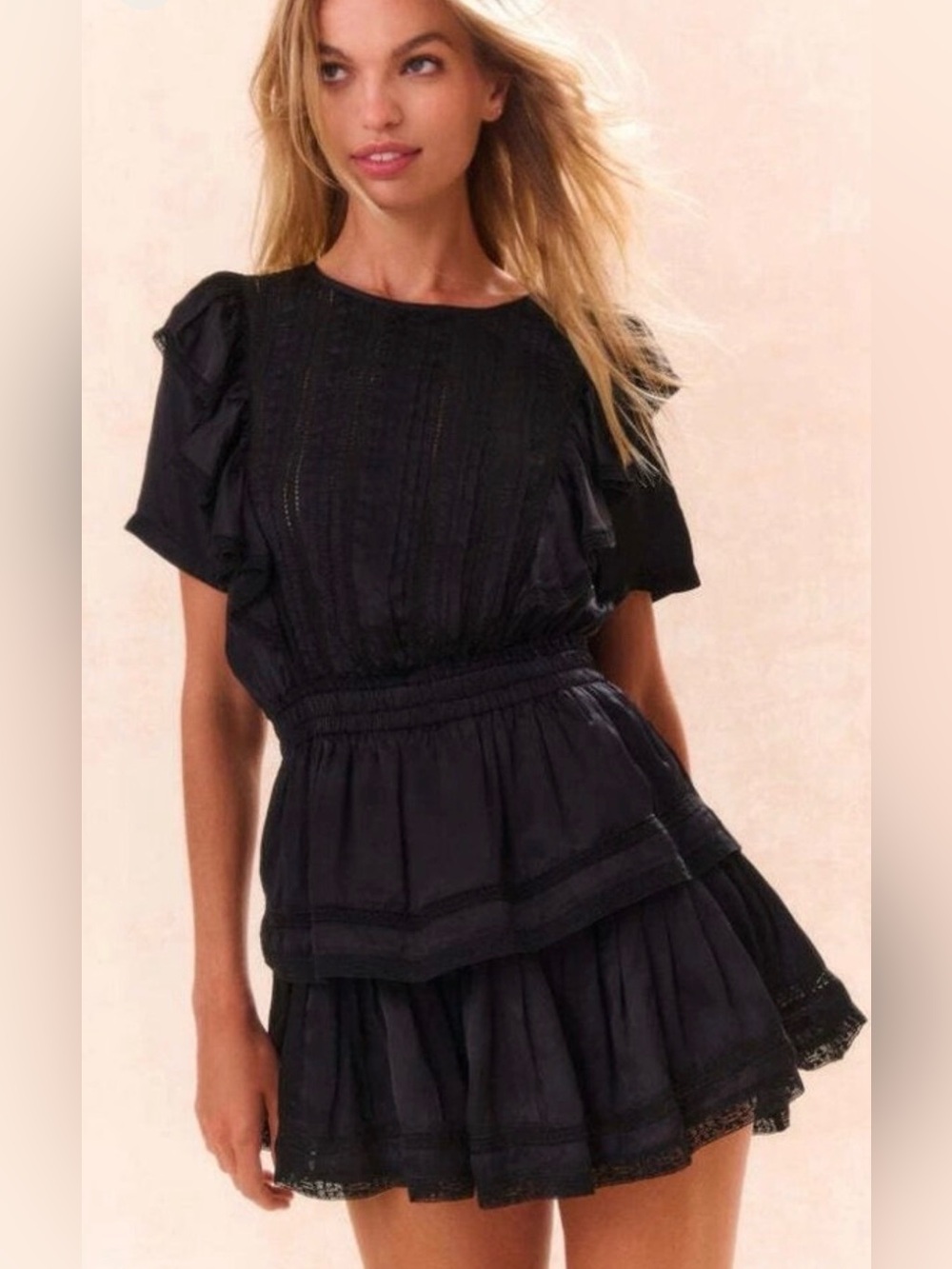 LoveShackFancy Natasha Black Mini Dress NWT